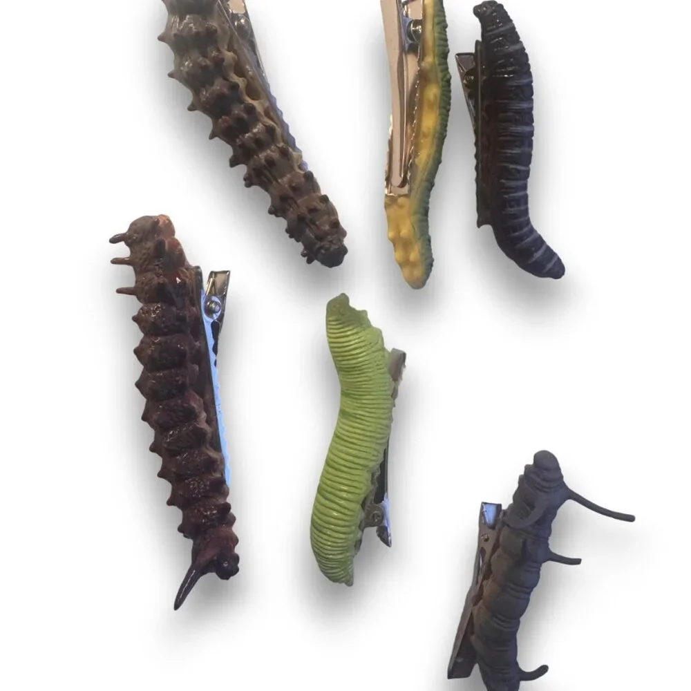 Spooky 6pcs Random Hair Clips for Caterpillar Durable Plastic Halloween Barrette
